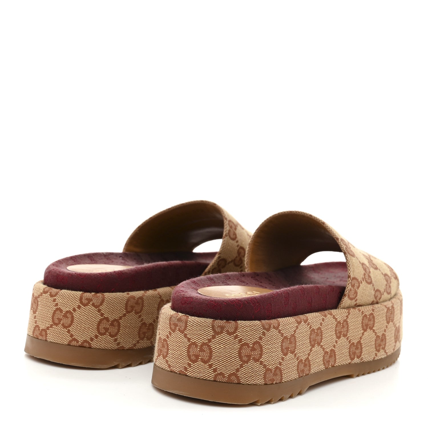 Gucci Canvas GG Monogram Angelina Platform Slide Sandals 36.5 Beige Ruggine 5 of 10