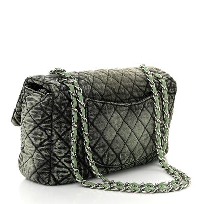 Chanel Denim Quilted Denimpression Flap Green Black 3 of 10