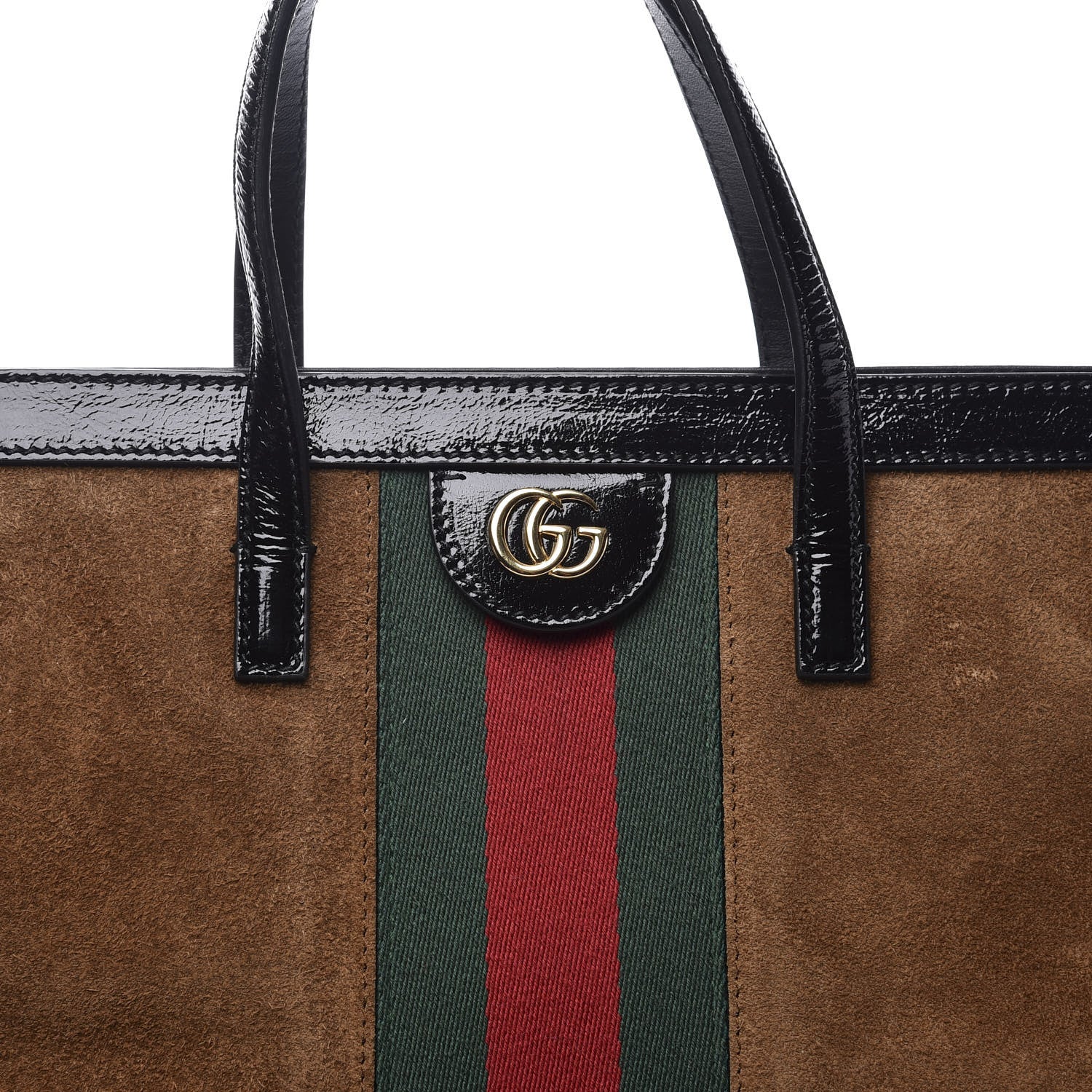 Gucci Suede Patent Web Ophidia Vertical Tote Nocciola Black 9 of 11