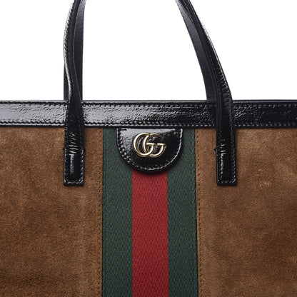 Gucci Suede Patent Web Ophidia Vertical Tote Nocciola Black 9 of 11