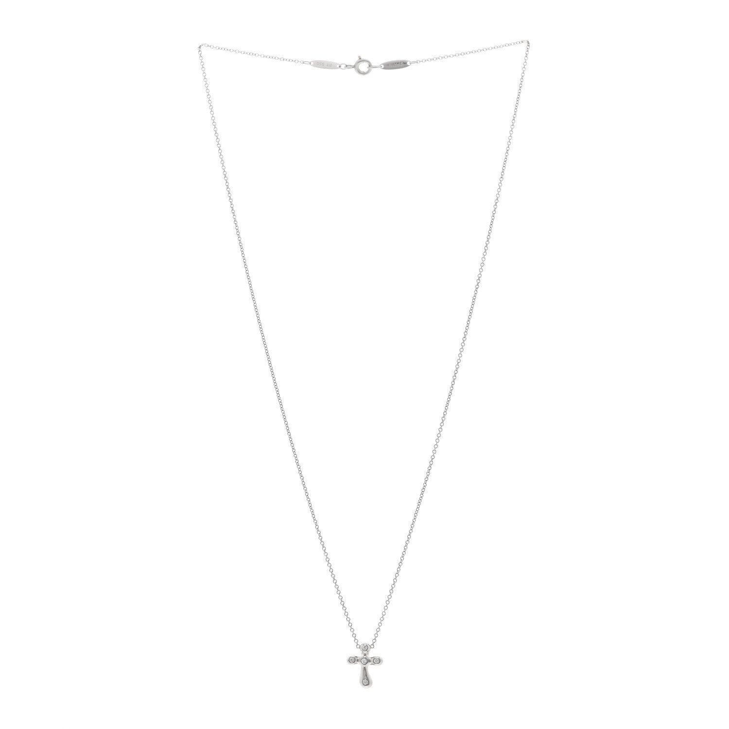 Tiffany Platinum Diamond 9mm Elsa Peretti Cross Pendant Necklace 3 of 4