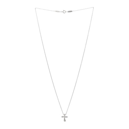 Tiffany Platinum Diamond 9mm Elsa Peretti Cross Pendant Necklace 3 of 4