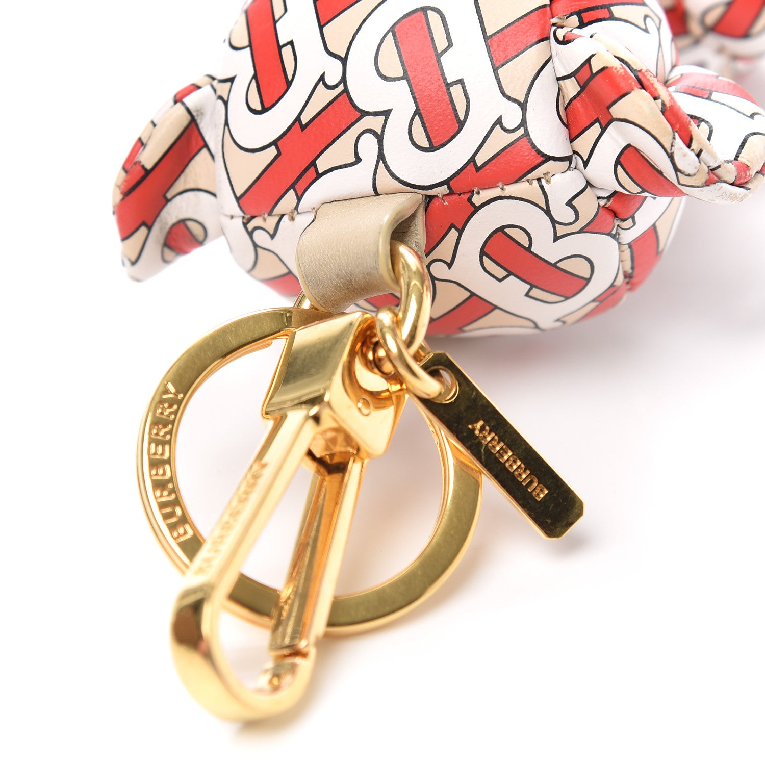 Burberry Calfskin Print Monogram Thomas Bear Bag Charm Beige Red 3 of 3