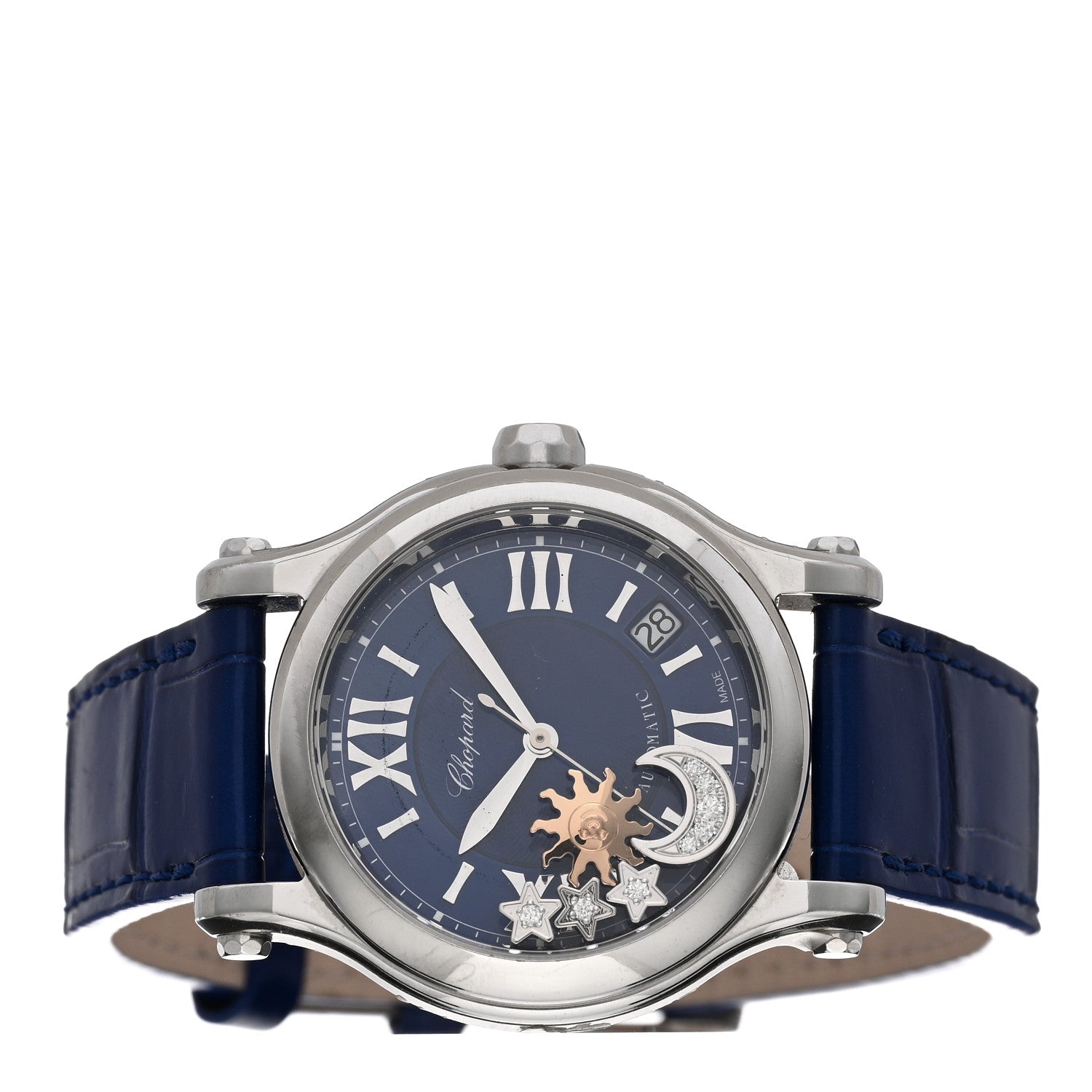 Chopard Stainless Steel Alligator Diamond 36mm Happy Sport Sun, Moon and Stars Automatic Watch 2 of 4