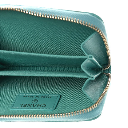 Chanel Caviar Flat Chevron Quilted Zip Coin Purse Green 5 of 10