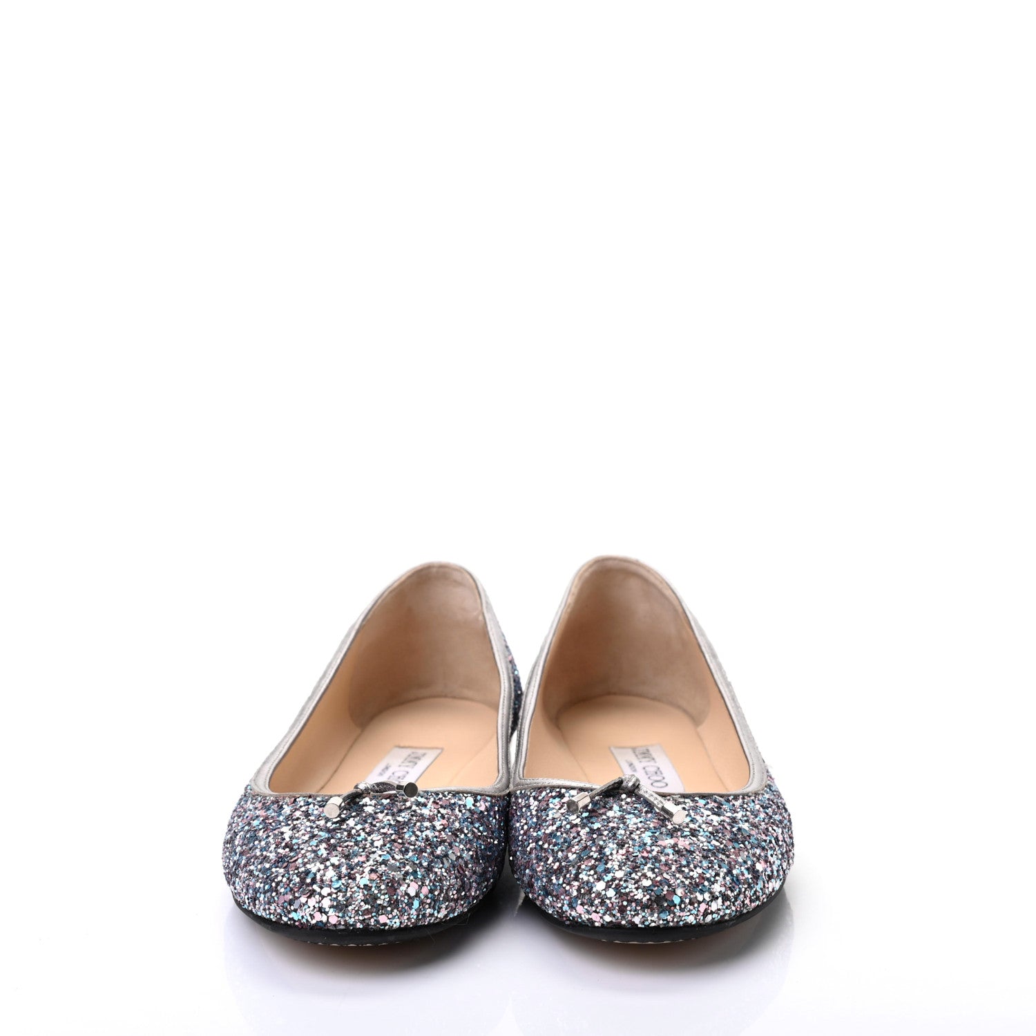 Jimmy Choo Coarse Glitter Fabric Ballet Flats 37.5 Blue 2 of 7
