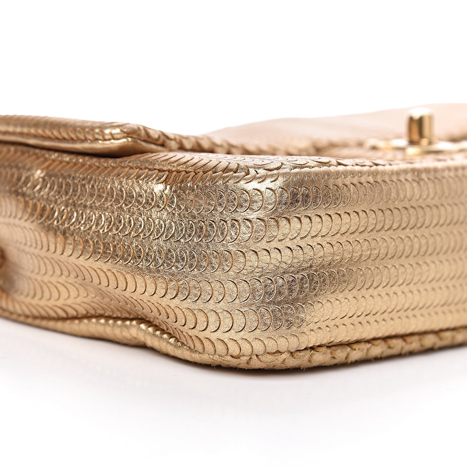 Chanel Metallic Lambskin Laser Cut Small Single Flap Gold 9 of 10