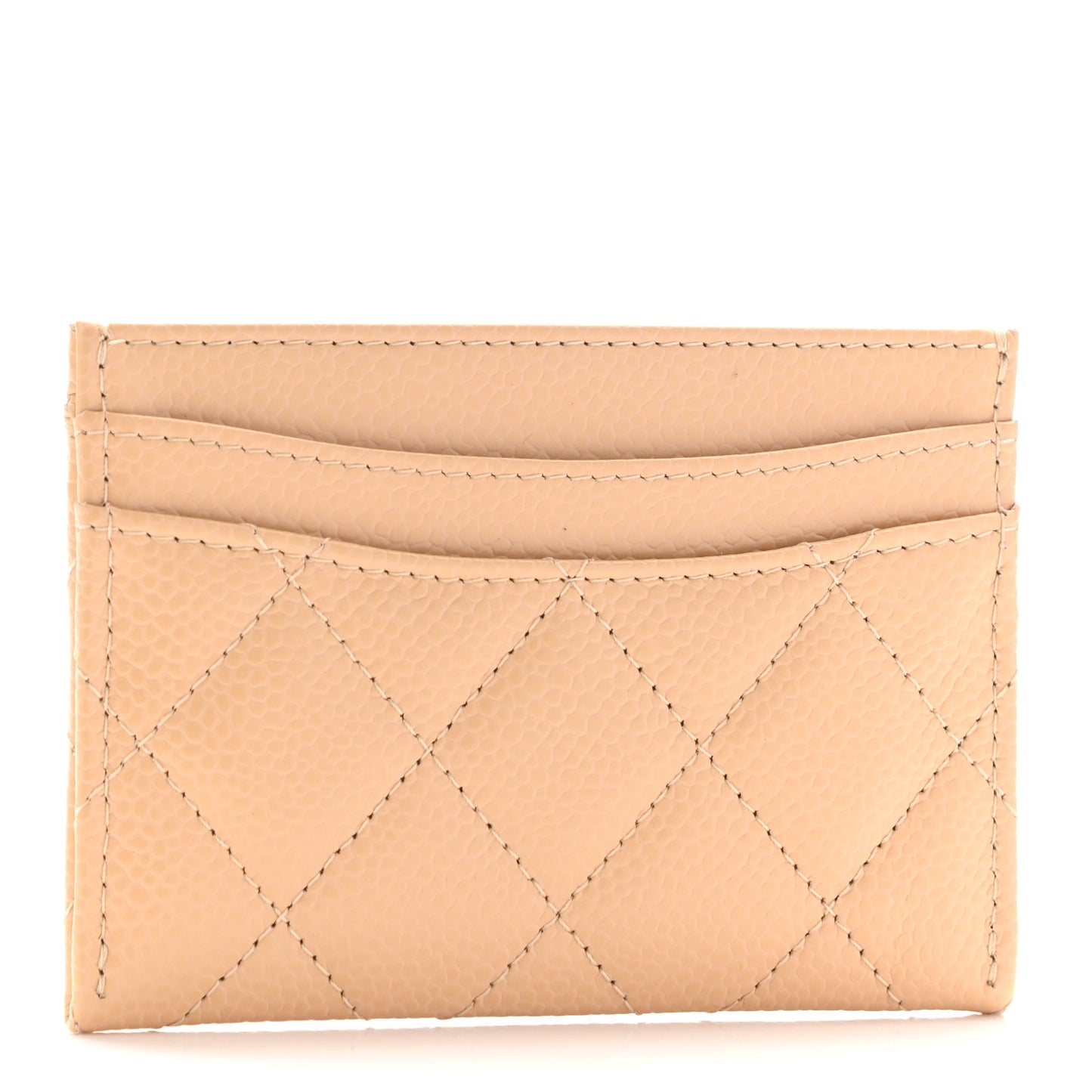Caviar Quilted Card Holder Beige