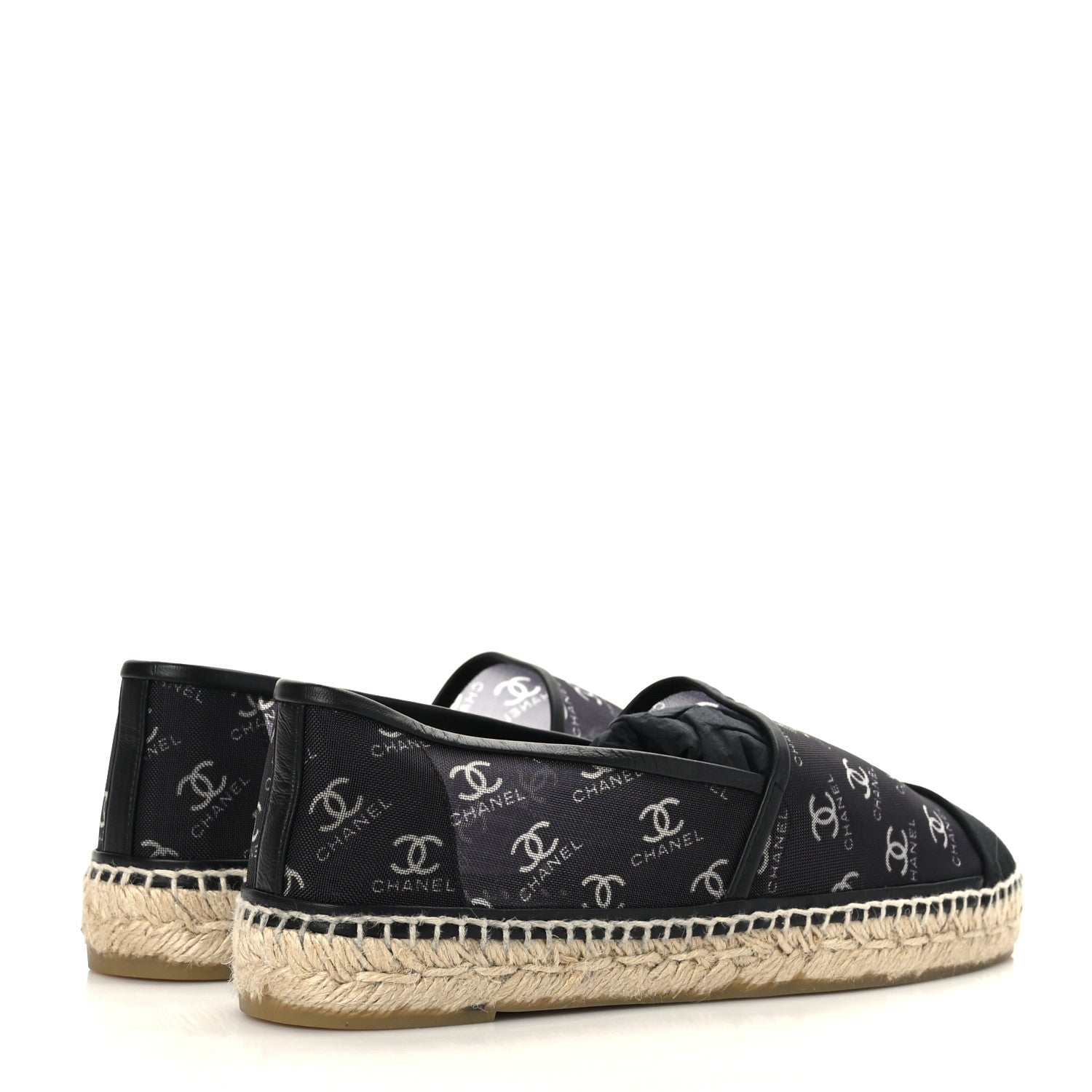 Chanel Mesh Grosgrain CC Espadrilles 41 Black White 4 of 6