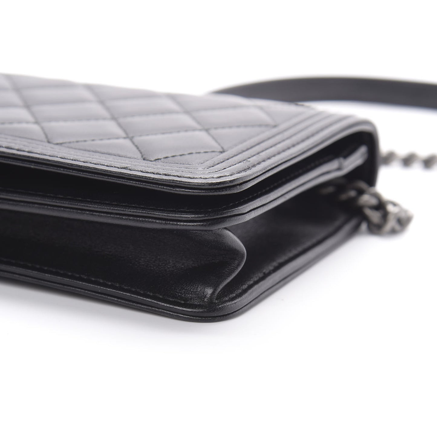 Lambskin Quilted Boy Wallet On Chain WOC Black