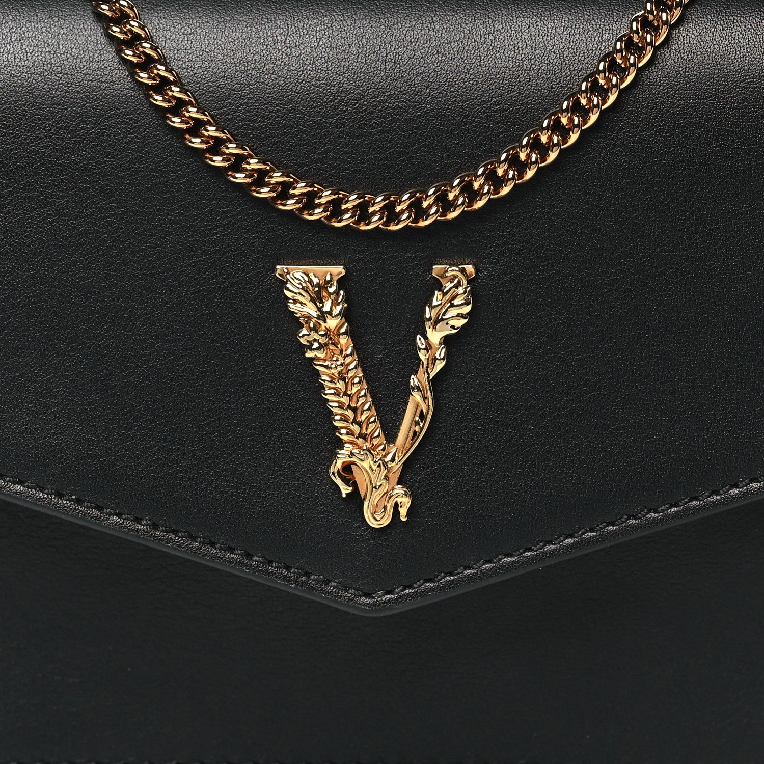 Versace Vitello Virtus Wallet on Chain Black 7 of 9