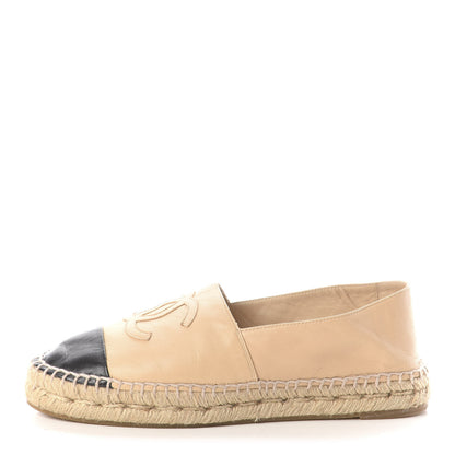Chanel Lambskin CC Espadrilles 37 Beige Black 1 of 7