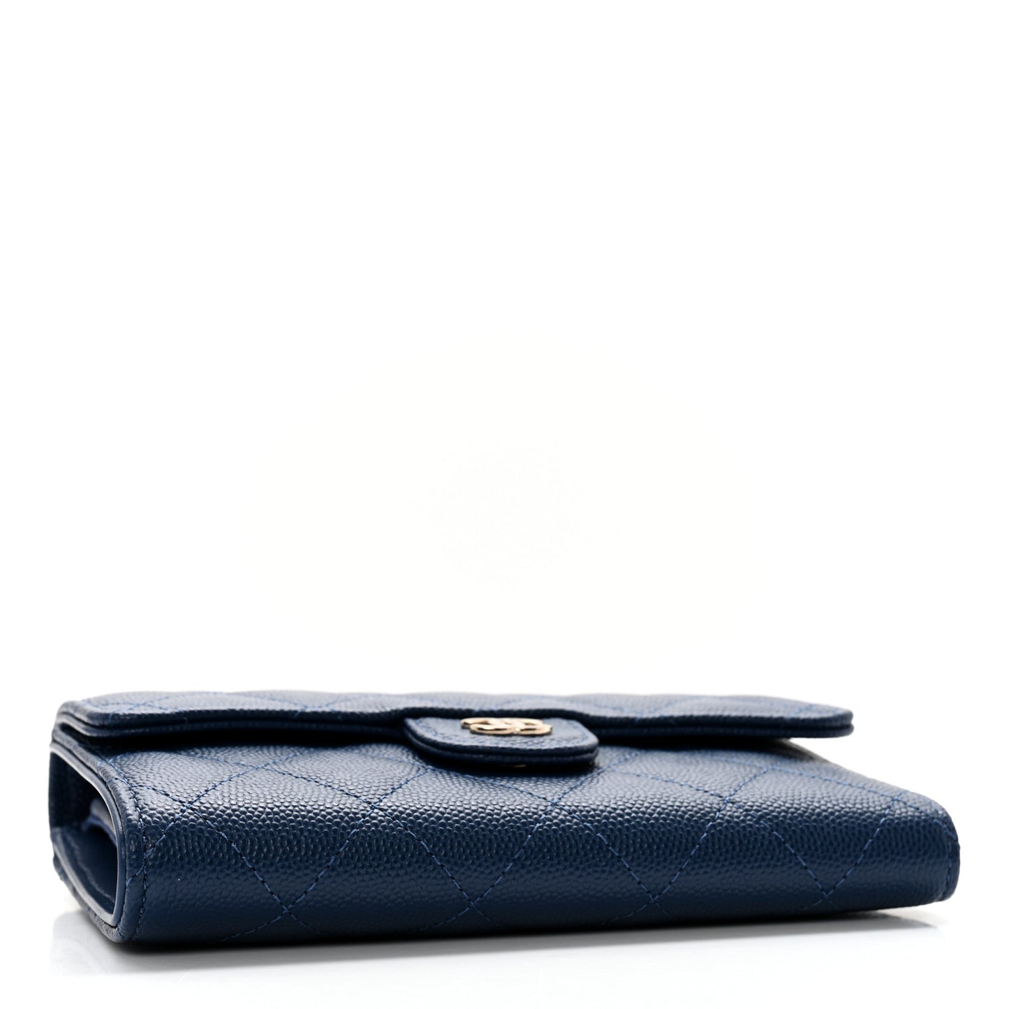 Caviar Quilted Medium Flap Wallet Dark Blue