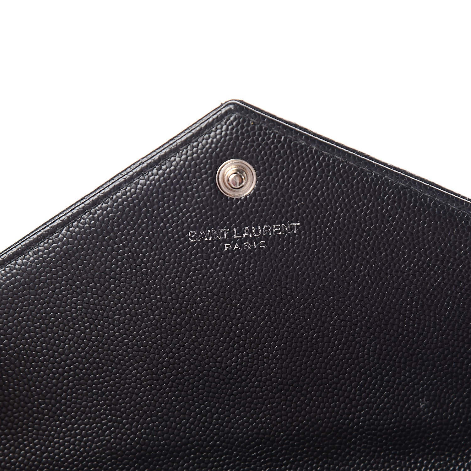 Saint Laurent Grain De Poudre Matelasse Chevron Monogram Envelope Chain Wallet Black 6 of 12