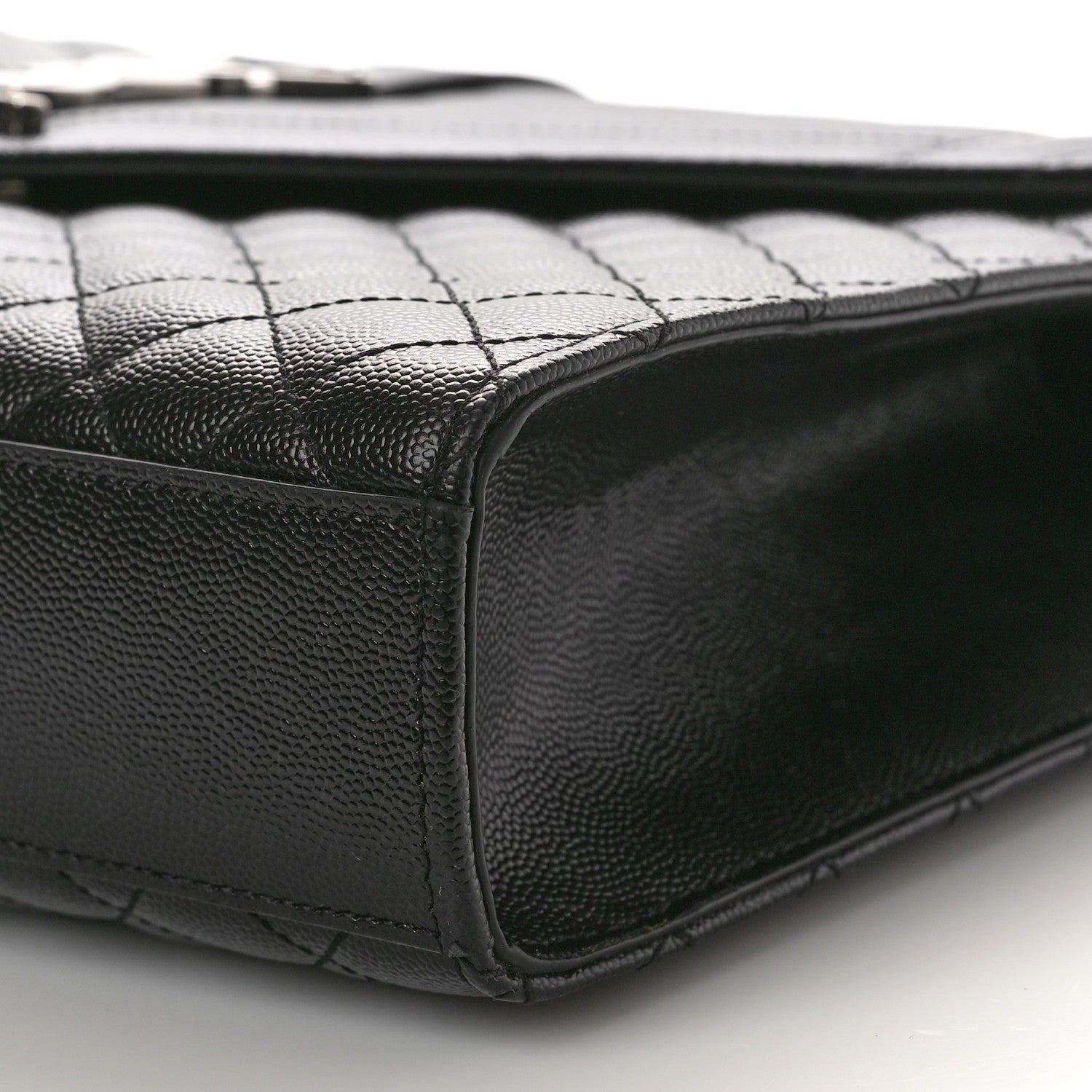 Saint Laurent Grain De Poudre Textured Mixed Matelasse Large Triquilt Monogram Satchel Black 10 of 11