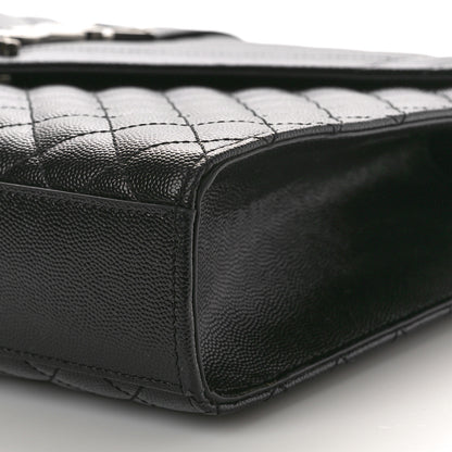 Saint Laurent Grain De Poudre Textured Mixed Matelasse Large Triquilt Monogram Satchel Black 10 of 11