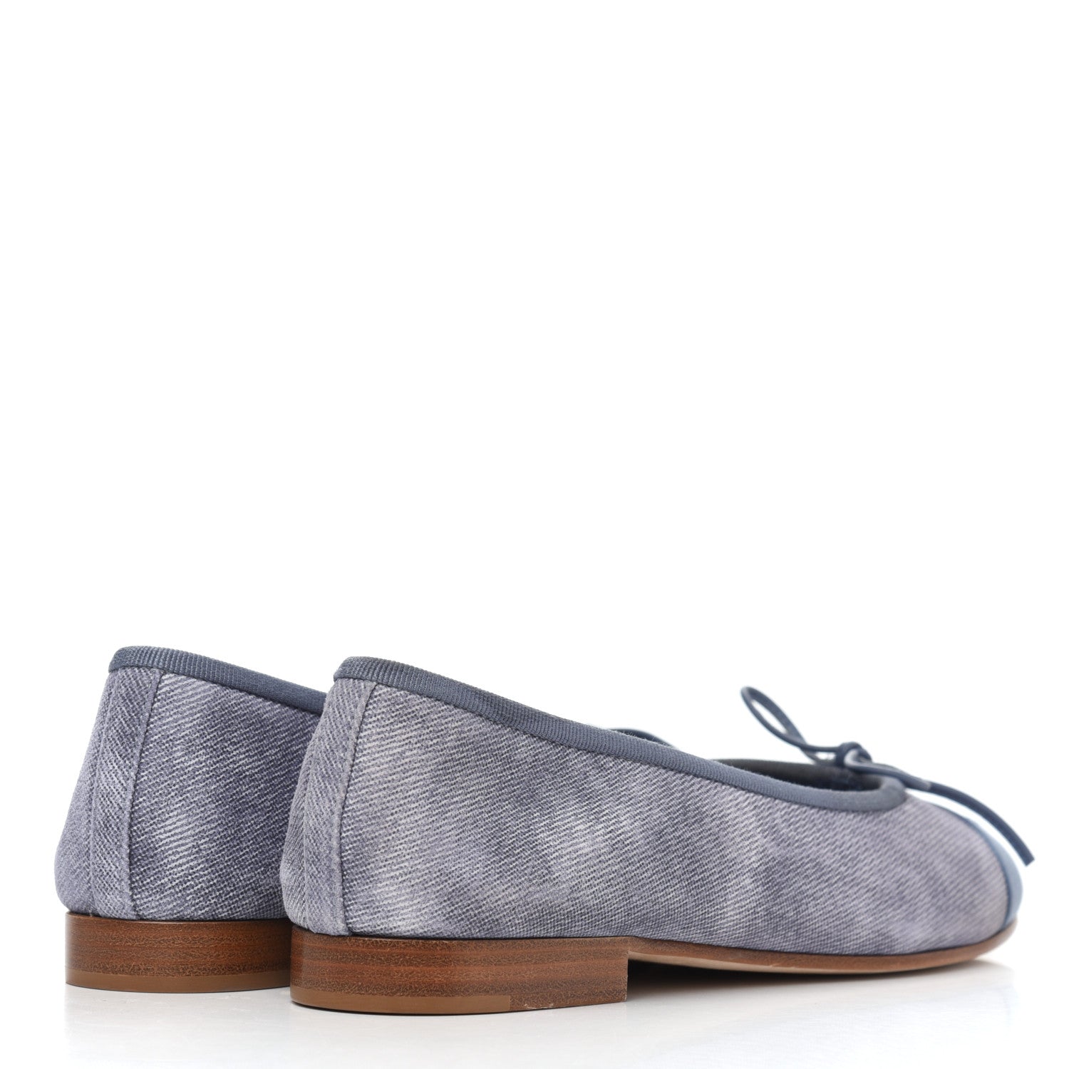 Chanel Satin Denim Goatskin CC Cap Toe Ballerina Flats 35 Blue 8 of 32