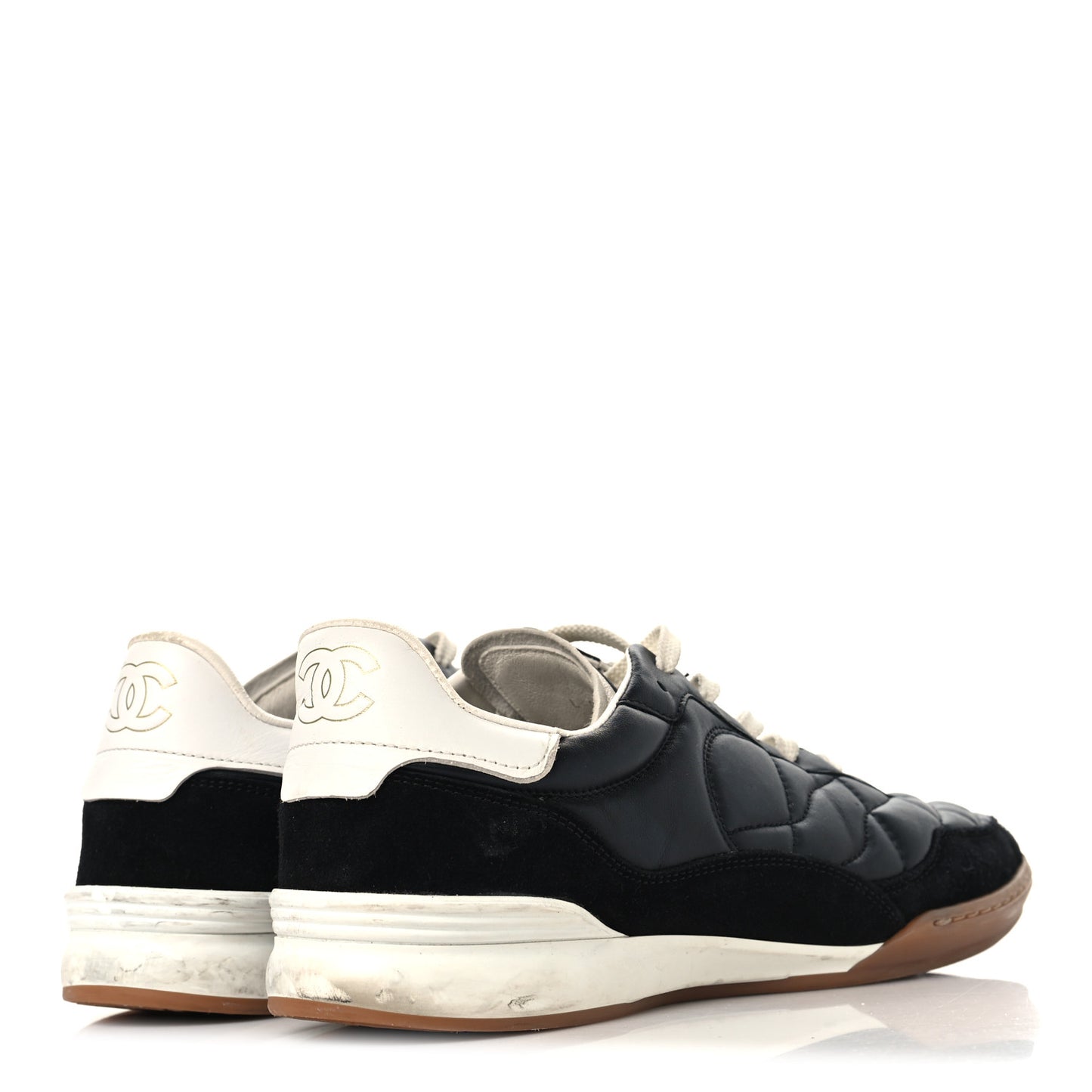 Suede Calfskin Quilted Sneakers 41 Black