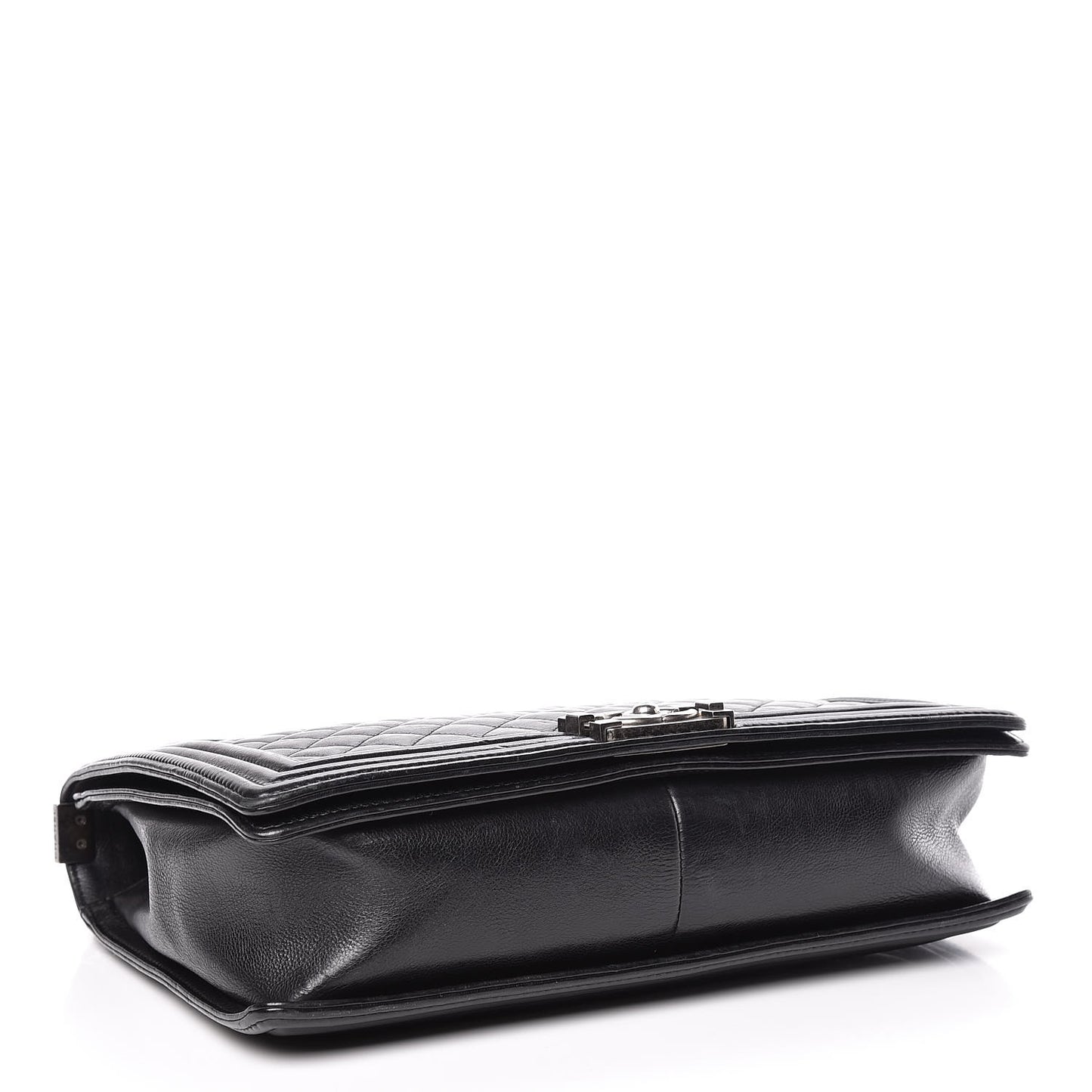 Calfskin Quilted Large Boy Flap Black