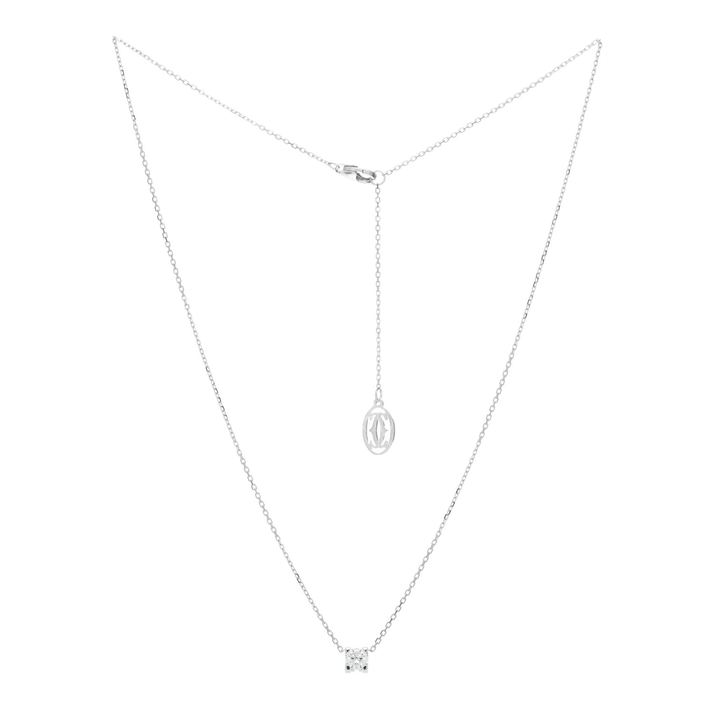 18K White Gold Diamond .32ct 1895 Solitaire Pendant Necklace