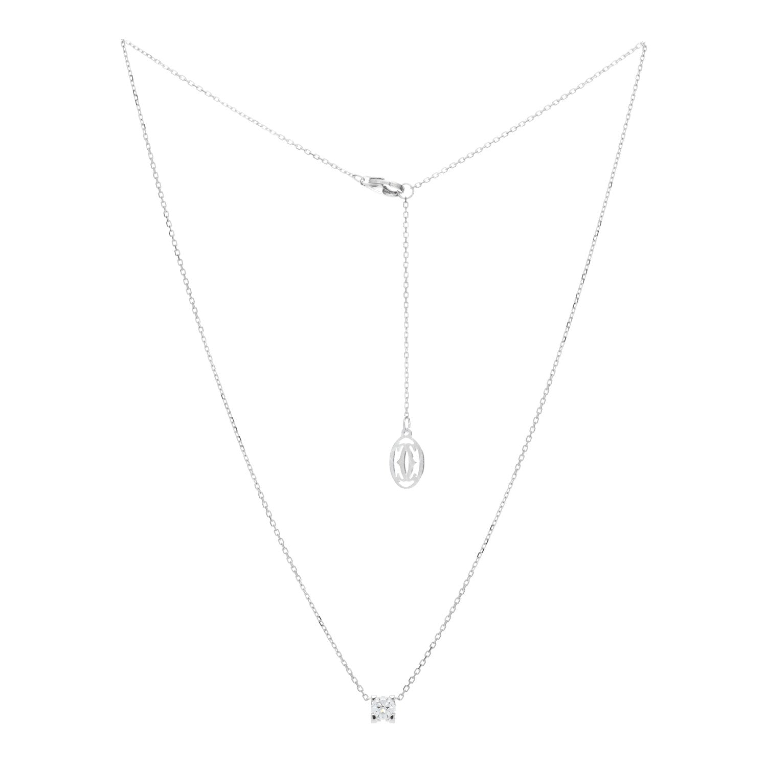 Cartier 18K White Gold Diamond .32ct 1895 Solitaire Pendant Necklace 2 of 4