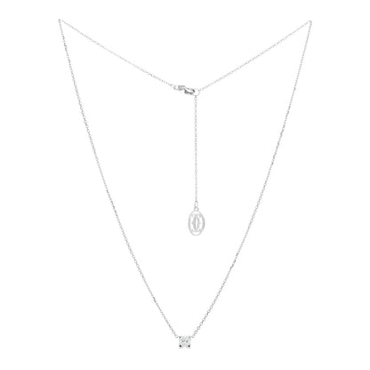 Cartier 18K White Gold Diamond .32ct 1895 Solitaire Pendant Necklace 2 of 4