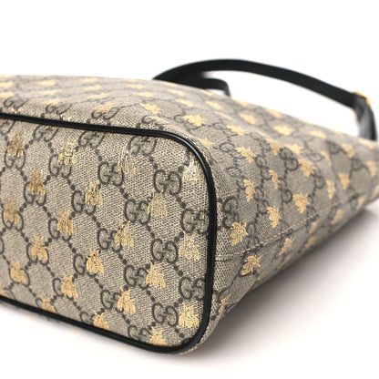 Gucci Soft GG Supreme Monogram Bees Small Crossbody Tote Beige Oro Black 9 of 9