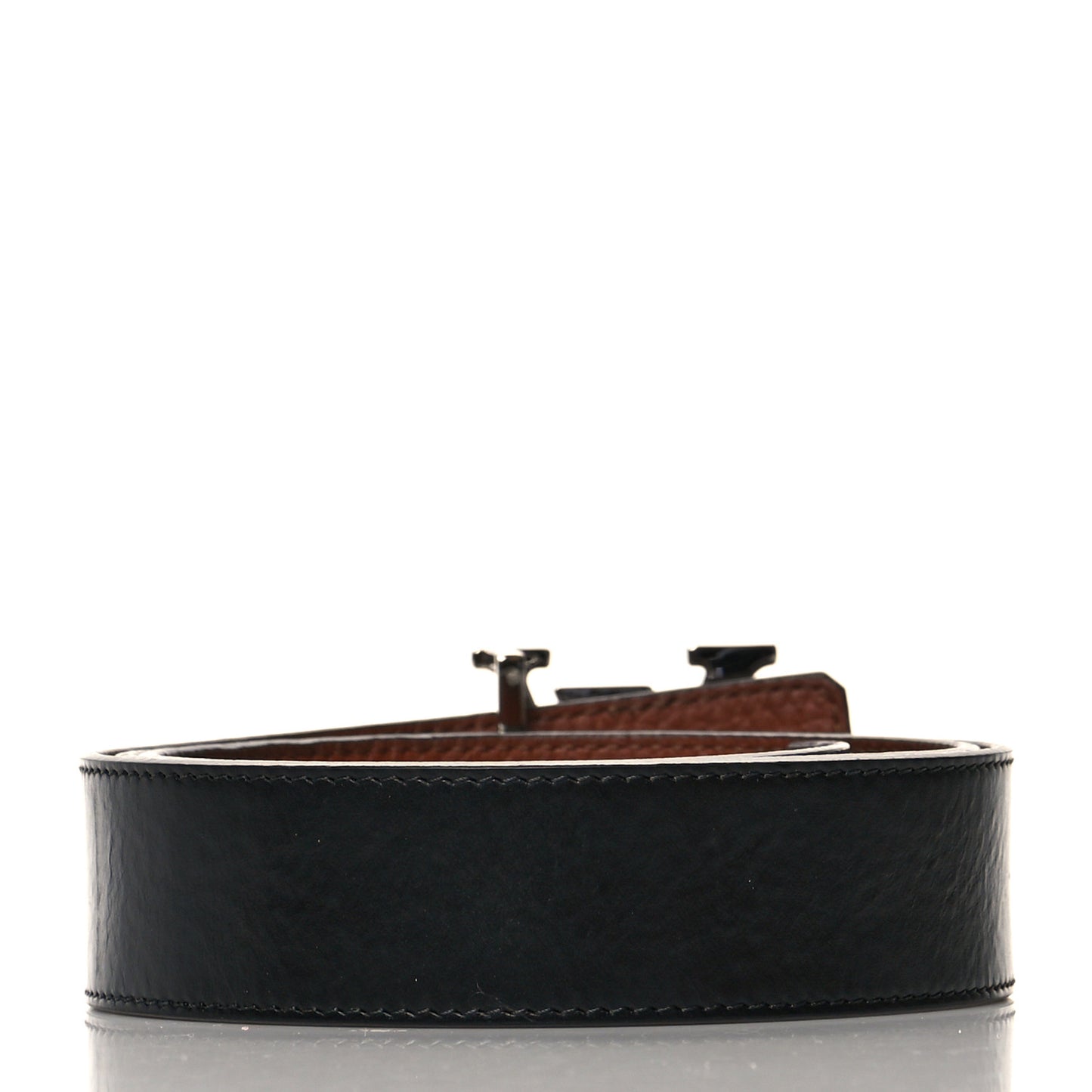 Taurillon Calfskin 30mm LV Initiales Reversible Belt 95 38 Black