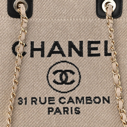 Chanel Mixed Fibers Small Deauville Tote Beige Black 9 of 11