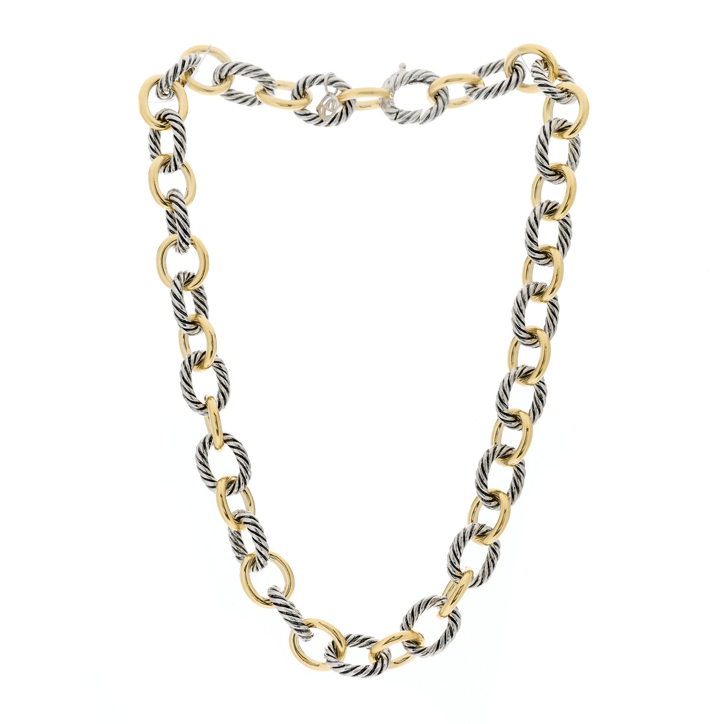 Sterling Silver 18K Yellow Gold 12mm Large Oval Link Necklace