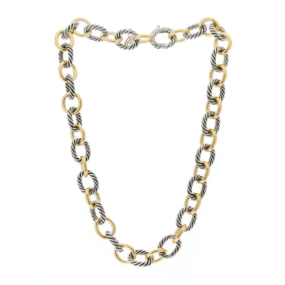 David Yurman Sterling Silver 18K Yellow Gold 12mm Large Oval Link Necklace 2 of 4