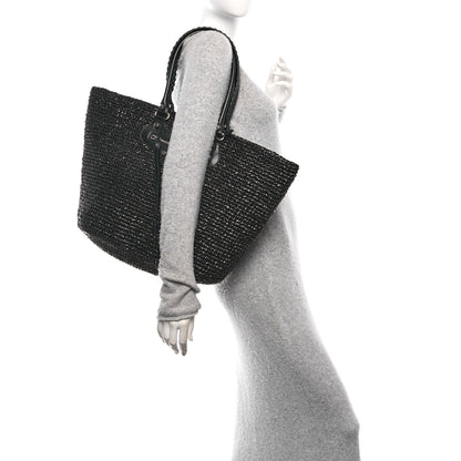 Balenciaga Raffia Woven Le Cagole Panier Tote Bag Black 2 of 9