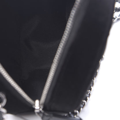 Chanel Velvet Camellia Round Clutch With Chain Black 5 of 11