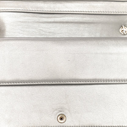 Fendi Metallic Nappa Logo Embossed Long Wallet On Chain Silver 17 of 26