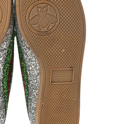 Gucci Glitter Fabric Web Falacer Sneakers 40.5 Silver 6 of 9