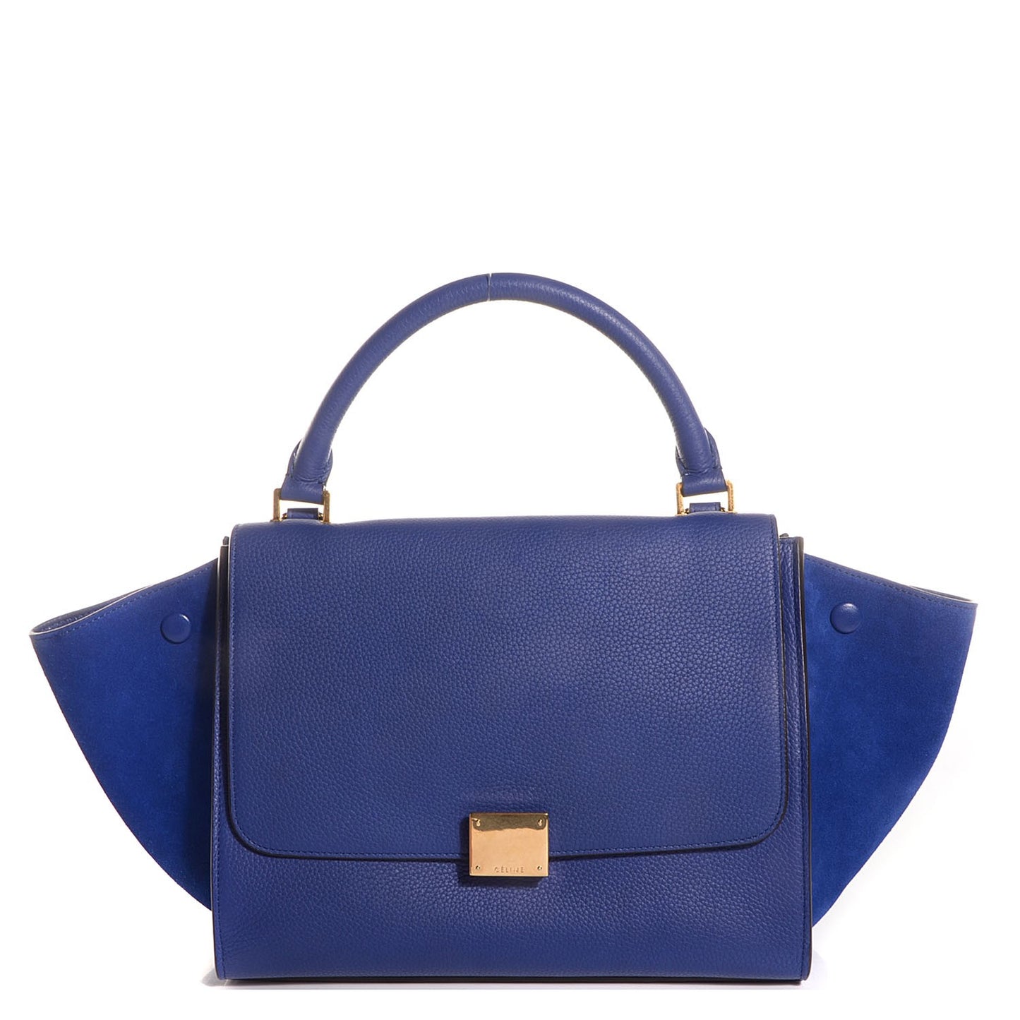 Drummed Calfskin Suede Small Trapeze Indigo