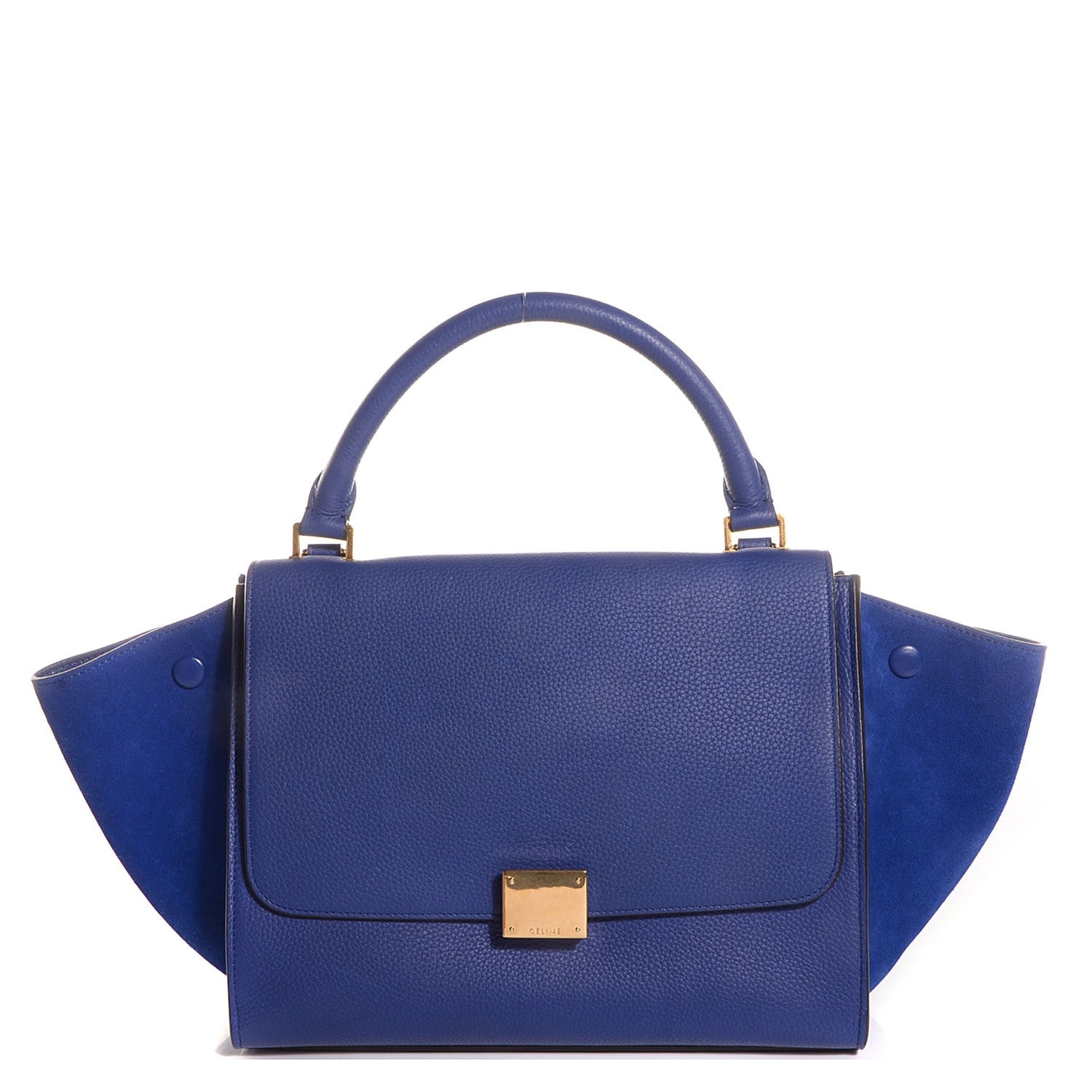 Celine Drummed Calfskin Suede Small Trapeze Indigo 1 of 10