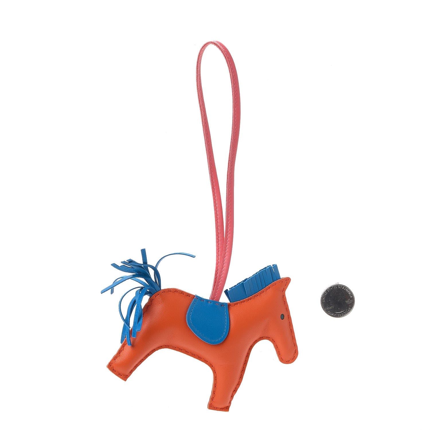 Hermes Milo Lambskin Grigri Rodeo Horse Bag Charm MM Orange Poppy Bleu Izmir Rose Azalee 2 of 4