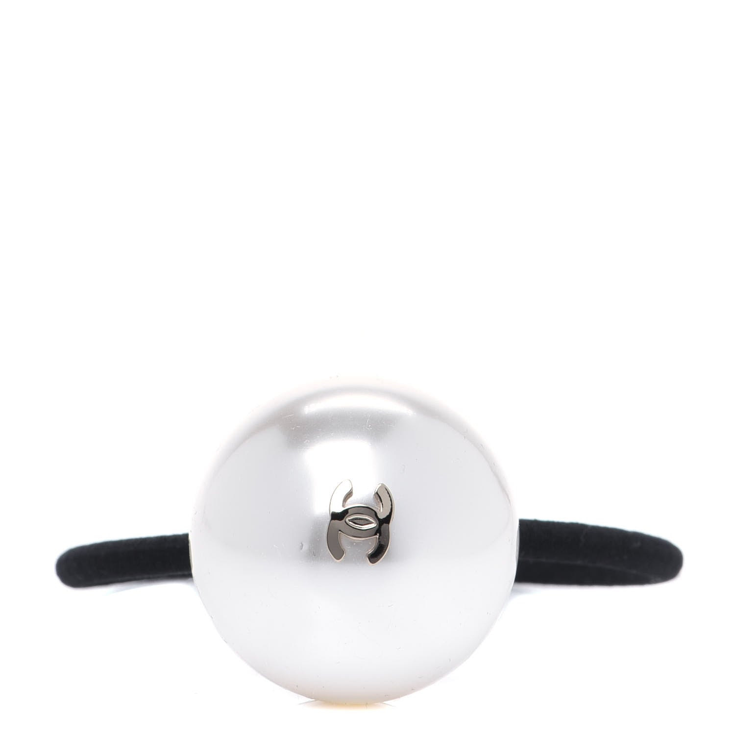 Chanel Pearl CC Hair Tie Black White 1 of 5