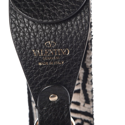 Valentino Garavani Canvas Zebra Embroidered Rockstud Guitar Strap Black White 3 of 4