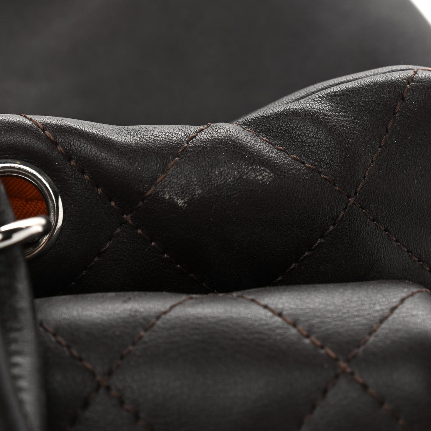 Calfskin Quilted Large Cambon Multipocket Reporter Brown