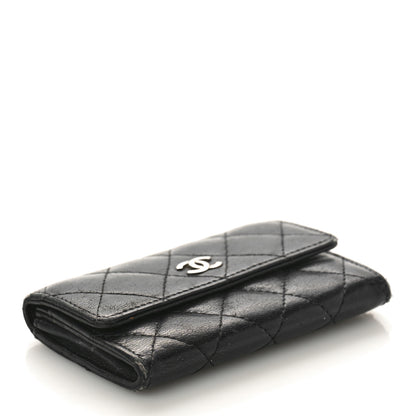 Chanel Lambskin Quilted Flap Card Holder Wallet Black 4 of 14