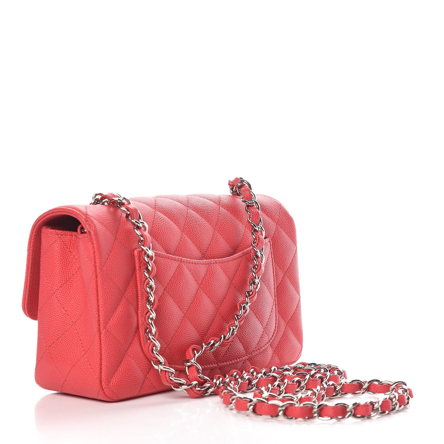 Caviar Quilted Mini Rectangular Flap Light Red