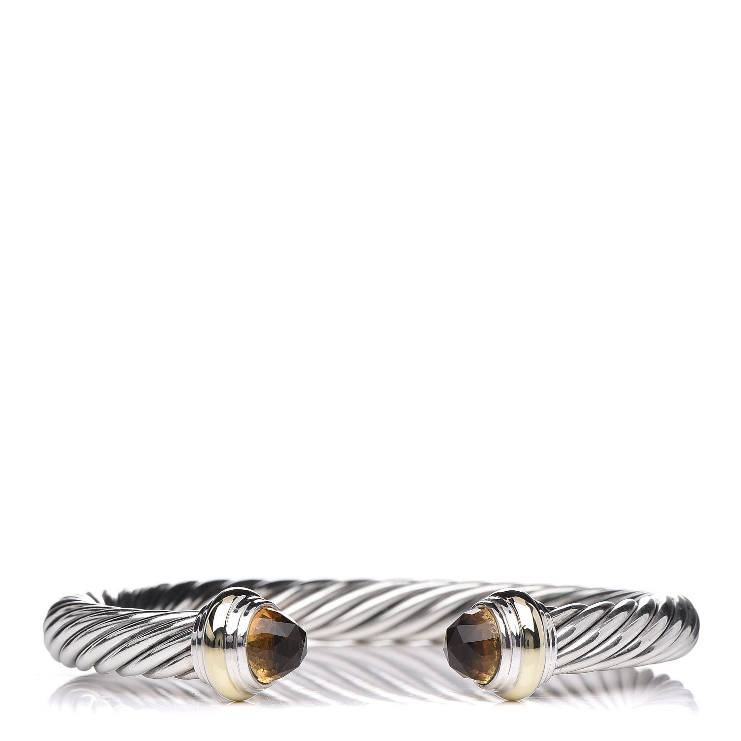 David Yurman Sterling Silver 14K Yellow Gold Citrine 7mm Cable Classics Bracelet 1 of 5