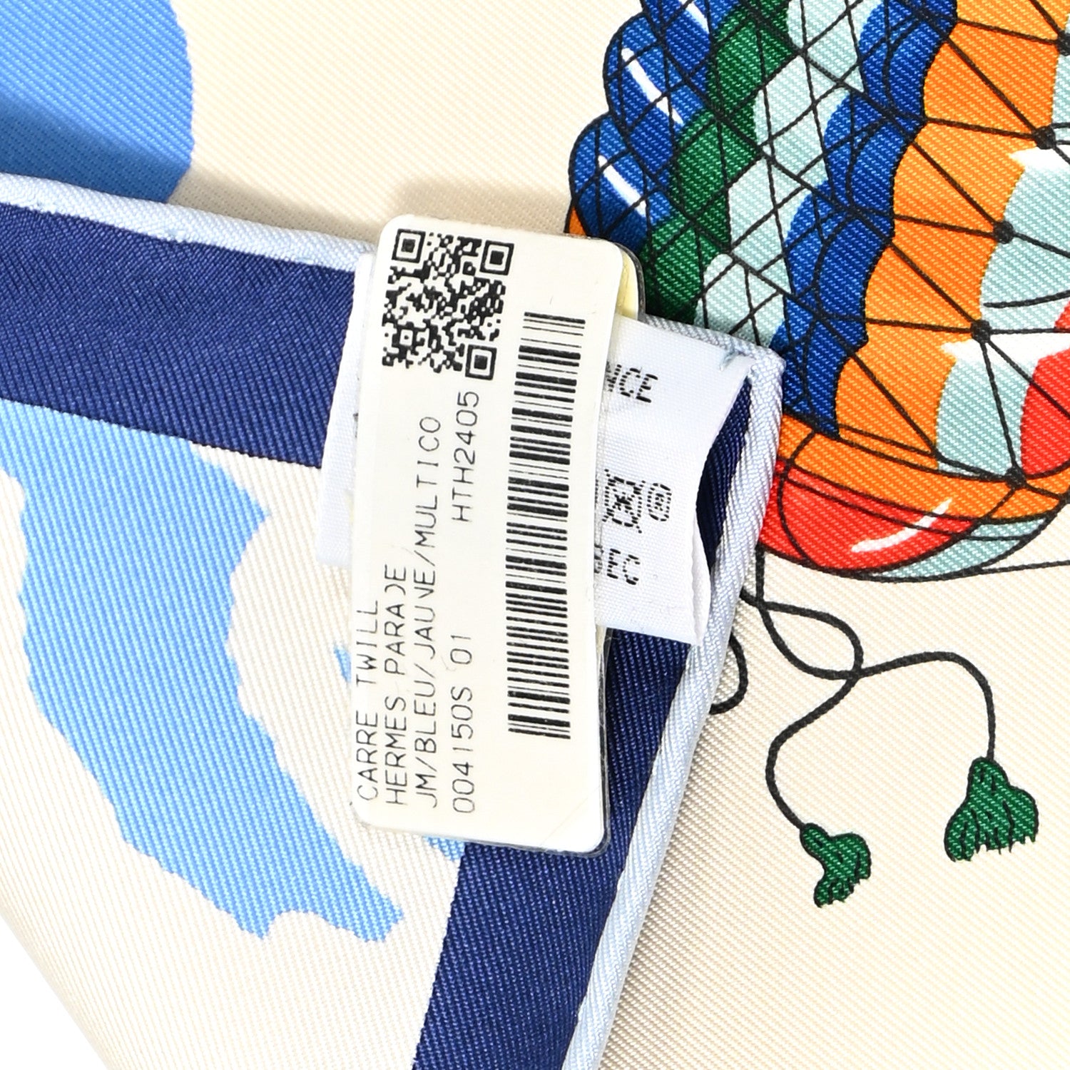 Hermes Silk Parade Scarf 90 Bleu Jaune Multicolor 4 of 9