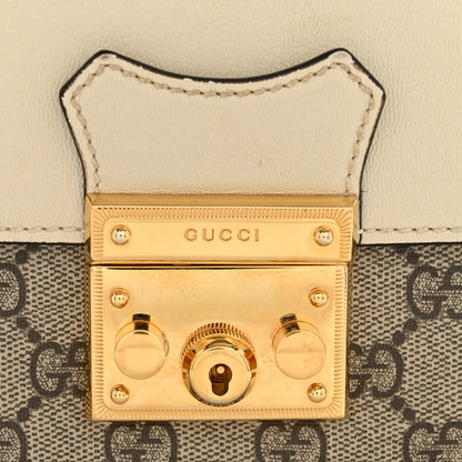 Gucci GG Supreme Monogram Calfskin Mini Padlock Flap Pocket Shoulder Bag Beige Mystic White Sun Oil 12 of 14