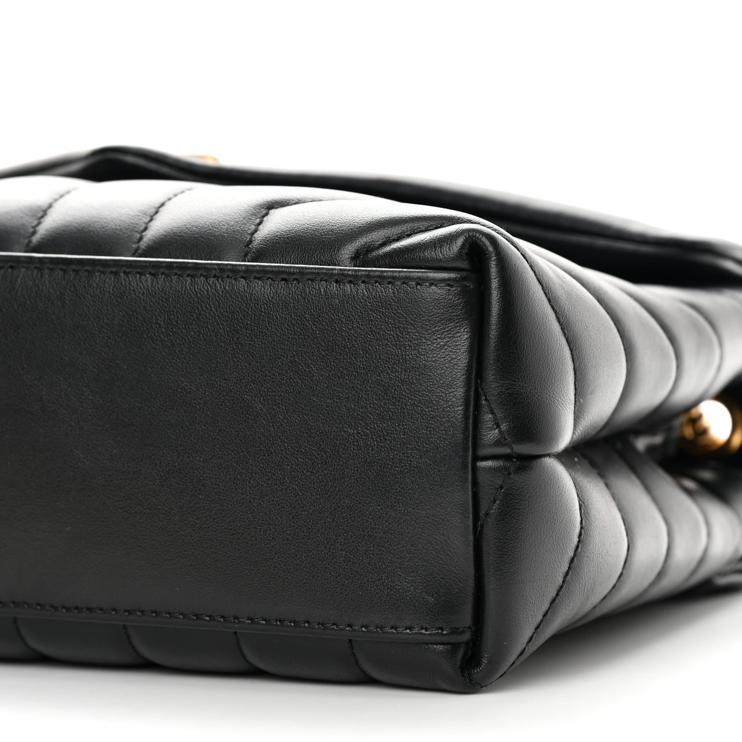 Calfskin Y Quilted Monogram Small Loulou Chain Satchel Black