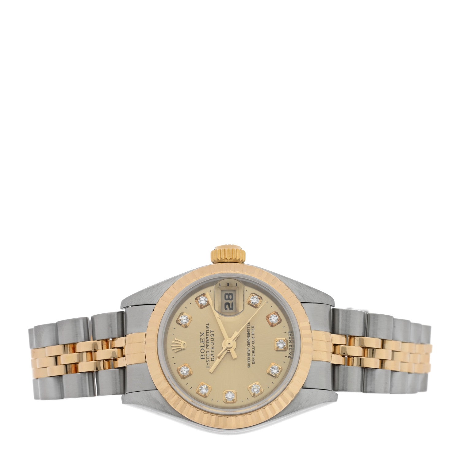 Rolex Stainless Steel 18K Yellow Gold Diamond 26mm Oyster Perpetual Datejust Watch Champagne 79173 2 of 4