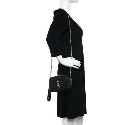 Saint Laurent Grain De Poudre Matelasse Monogram Mini Lou Camera Bag Black 2 of 11