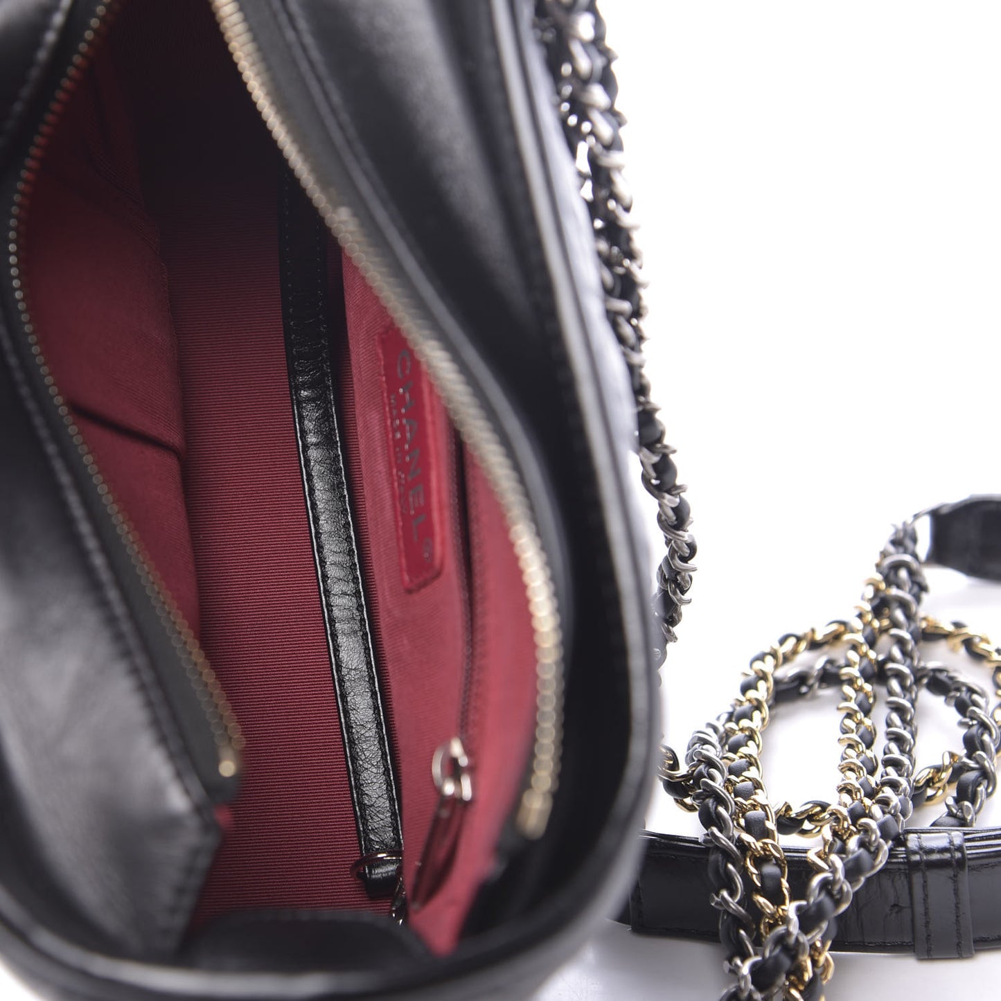 Aged Calfskin Chevron Quilted Small Gabrielle Hobo Black